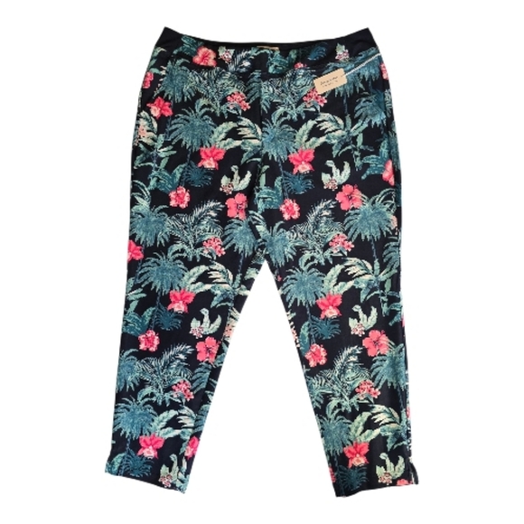 Tommy Bahama Pants - Tommy Bahama Everyday Pants Women's Navy Tropical Floral Active Stretch Size‎ XL